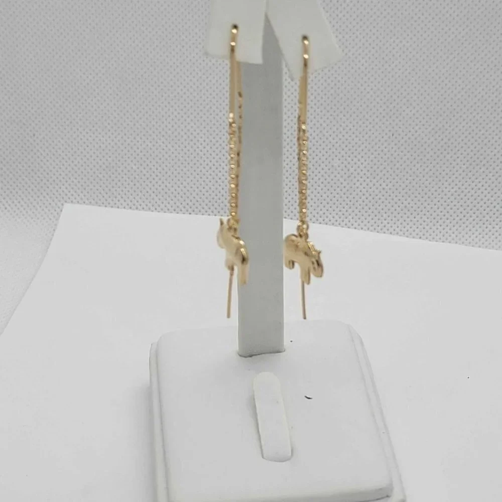 Brand New Brazilian 18k Gold Filled  Dangle Elephant  Earrings